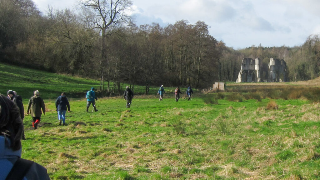 Walking toward Roche Abbey